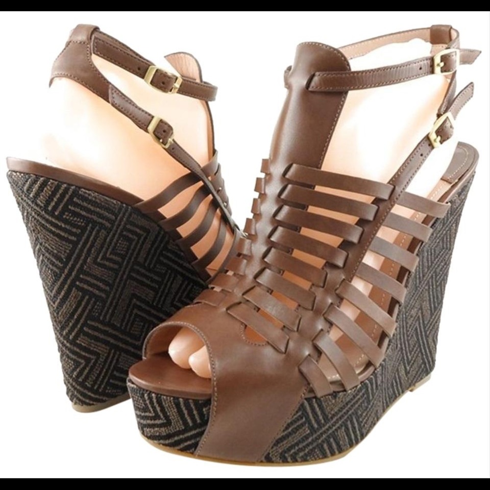 Joan & David brown platform wedges size 7.5